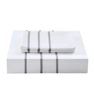 Juego de Funda Nórdica Moderna a Rayas de Algodón 400TC, 3 Piezas, Transpirable, Tejido, para Uso Doméstico - Product Image 3