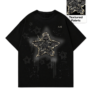 Camiseta de Hombre con Estampado Oversize de Buena Calidad, Venta al por Mayor, Diseño Gráfico de Estrella Desgastada, Estilo Y2K, Streetwear, Marca Privada, Proveedor OEM - Product Image 1