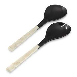 Juego de 2 servidores de ensalada de cuerno de moda, cucharas de cuerno hechas a mano con cuerno natural de búfalo a un precio asequible - Product Image 2