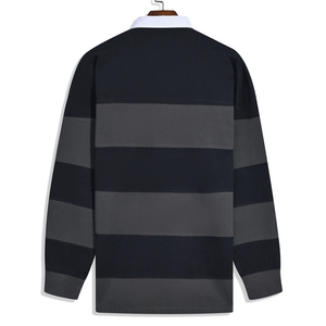High Quality Custom Men's Rugby Shirt Pullover Long Sleeve Cotton Polyester Sportswear Adult's Striped Rugby Shirts - Product Image 2