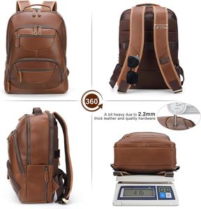 Mochila de Viaje de Cuero para Portátil para Hombre, Compatible con Computadoras de 15.6 y 16 Pulgadas, Estilo Vintage, para Negocios, Trabajo, Viajes Cortos, Campamento - Product Image 4