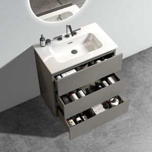 Tia - Mueble de Baño Moderno Gris de 30 Pulgadas con Lavabo, 3 Orificios para Grifo y Gran Espacio de Almacenamiento, Mueble Independiente - Product Image 2