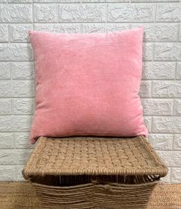 Housse de coussin carrée rayée en velours rose 100% coton, taie d'oreiller décorative pour canapé de maison - Product Image 6