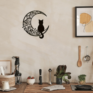 CIFbuy Decorazione Murale a Forma di Gatto Crescente in Stile Bohémien, Arte in Metallo per Arredamento Casa a Tema Animali Domestici, Regalo Natalizio con Servizio di Ritiro - Product Image 3