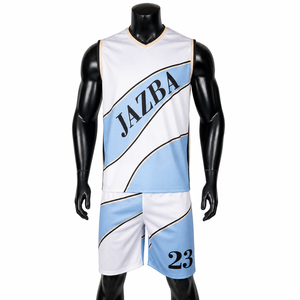 Ensemble de maillot de basket personnalisé par sublimation pour homme, sans manches, col en V, short, tissu respirant et séchage rapide - Product Image 1