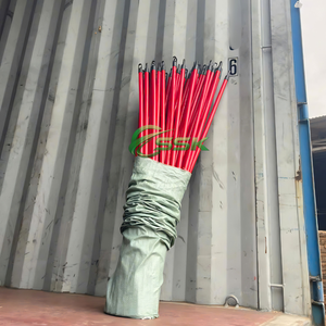 Manches de balai en bois d'eucalyptus enduites de PVC à rayures rouges, poils en plastique et en herbe, écologiques, faciles à nettoyer, pour toilettes et maison - Product Image 4
