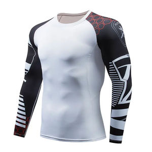 Haut de sport imprimé pour homme à manches longues, compression, protection UV UPF50, respirant, séchage rapide, anti-UV, pour entraînement MMA et gym - Product Image 1