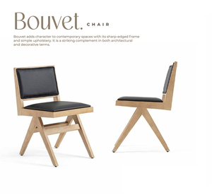 Chaise de salle à manger moderne en bois massif français, assise et dossier rembourrés en cuir PU, structure en bois naturel, mobilier de maison - Product Image 1