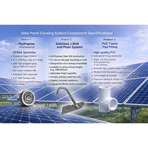 HYDROPLUS INTERNATIONAL Stainless Solar Panel Global Export Jet <b>Spray</b> Nozzle Adjustable J Bolt PVC Tee Connector Rooftop Kit - Product Image 2