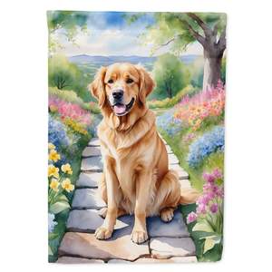 Bandera de jardín de camino de primavera Multicolor para buzón de Golden Retriever, Banner de patio decorativo para Patio, arte, camas de flores, Banner de tamaño - Product Image 1