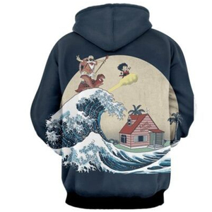 Sudadera con Capucha de Impresión Digital Premium, Sudadera con Estampado Artístico, Sudadera de Algodón Suave, Diseño de Ondas de Moda Urbana, Logotipo en la Espalda - Product Image 1