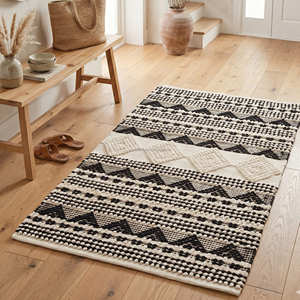 Thick Braided Black Area Rug Rectangle Scandinavian Style Non-Slip Bedroom Rug High Pile Handloom Cotton Indoor Boho Rugs - Product Image 4
