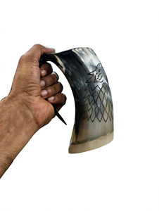 Mug en corne de buffle artisanal de style viking, qualité supérieure FAIZA CRAFT, pour bière, ale et miad. - Product Image 5