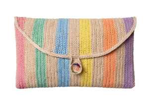Pochette au crochet avec fermeture à bouton, sac enveloppe rayé style bohème pour usage quotidien - Product Image 3