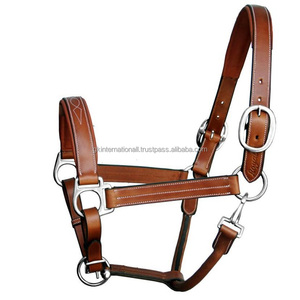 Licou cheval en cuir cousu de meilleure qualité, matériel de styliste en laiton cousu disponible en toutes les couleurs, imprimé cheval - Product Image 1