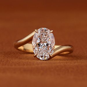 3.0 Carat Oval Cut Lab Grown Diamond Bypass <b>Solitaire</b> Engagement <b>Ring</b> for Women 14k Solid Gold Wedding Jewelry IGI Certified - Product Image 1