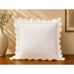 Luxury 100% Cotton Decorative <b>Cushion</b> <b>Cover</b> | Embroidered Scalloped Throw Pillow <b>Cover</b> for Modern Home Decor - Product Image 3