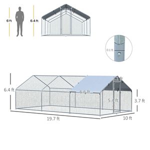 Amplio gallinero metálico con cubierta impermeable UV y valla de acceso para gallinas al aire libre - Product Image 3