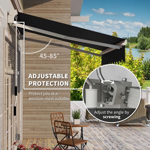 8FT X 6.6FT Retractable Awning for Patios Manual Exterior Sun Shade Folding Black Deck <b>Window</b> <b>Cover</b> UV Protection Terraces 3m - Product Image 5