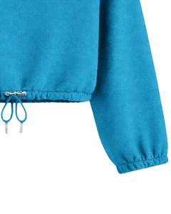 Sweat-shirt court zippé pour femme, bleu ciel, personnalisé par le fabricant, décontracté, avec cordon de serrage à l'ourlet, en molleton doux, coton et polyester - Product Image 6