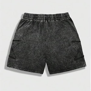 กางเกงขาสั้นออกกำลังกายผู้ชายเอวกลาง ทรงลำลอง ผ้าตาข่ายระบายอากาศ 100% ผ้าฝ้าย เอวยางยืด มีกระเป๋าโลโก้ด้านหน้า - Product Image 2