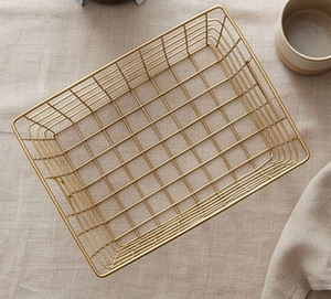 Premium Rectangular Metal <b>Wire</b> <b>Storage</b> <b>Basket</b> With Handles For Multi-Purpose Neatening And Organization Modern Design - Product Image 2