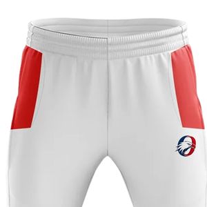 Men <b>White</b> Red Sublimated <b>Cricket</b> Trousers Polyester Sports Pants Performance Team Wear Match Training Athletic Apparel - Product Image 3