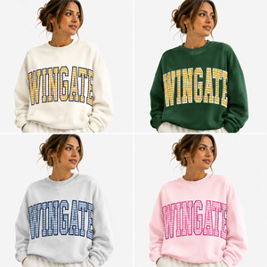 Sudadera Wingate de cuello redondo extragrande para mujer, corte relajado, cuello simulado, estampado gráfico, cuello alto, forro polar, manga larga, informal - Product Image 3