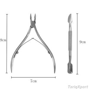 Ensemble de pousse-cuticules et coupe-ongles en acier inoxydable, outil de manucure à double tête, manche noir, qualité professionnelle - Product Image 4