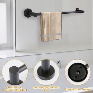 Portasciugamani da Parete Singolo in Acciaio Inossidabile Antiruggine, Lunghezza Regolabile 25-62 cm, Porta Asciugamani Retrattile - Product Image 4