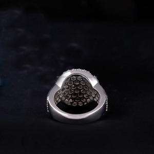 Moissanite Cluster <b>Ring</b> Wide <b>Dome</b> Shape Hip Hop Style Rhodium Plated Prong Set 925 Sterling Silver Unisex Engagement Gift <b>Ring</b> - Product Image 3