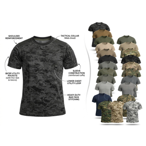 เสื้อยืดแขนสั้นลายพรางระบายอากาศได้ดี ออกแบบโลโก้ได้ตามต้องการ สำหรับทุกเพศ ผลิตจากผ้าฝ้ายเนื้อนุ่ม สวมใส่สบาย - Product Image 1