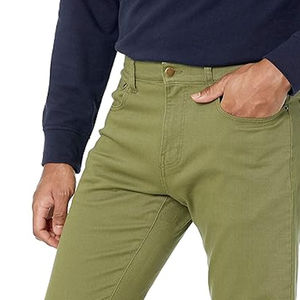 Pantalon cargo en denim vert olive pour homme de Naimat Abbas Industries, coupe slim, décontracté, léger, de haute qualité, en jean doux - Product Image 6