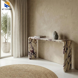 Table console en marbre Calacatta Viola de luxe à prix d'usine pour appartement, villa, manoir, salon, avec socle haut - Product Image 3