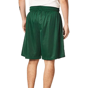 Pantalones Cortos Bermuda de Malla Verde para Hombre, Cintura Elástica, Transpirables, Casuales, Deportivos, de Color Sólido, Estilo Tejido de Poliéster - Product Image 4