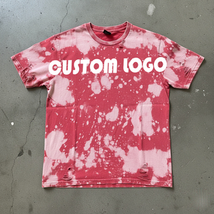Camisetas de Fabricante Estilo Urbano Vintage, Corte Holgado, Lavado Ácido, Desgastadas y Rotosas, Camisetas Oversize de Manga Corta Personalizadas para Hombre - Product Image 1