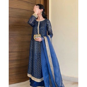 Conjunto de Traje de Fiesta de Chifón con Bordado de Hilo y Lentejuelas, Talla XL - Product Image 6