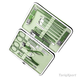Classic Green Manicure Pedicure <b>Kit</b> 20-Piece Stainless Steel Portable <b>Nail</b> Care Set with Clipper and Tools for Adults - Product Image 4