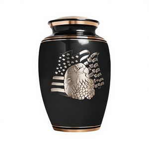 โกศบรรจุอัฐิสำหรับผู้ใหญ่ สไตล์ยุโรป สีดำหรูหรา ทำด้วยมือ ลายธงชาติอเมริกันรูปนกอินทรี  วัสดุโลหะ  สามารถปรับแต่งได้ - Product Image 1