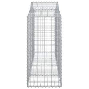 Grand panier gabion décoratif en fil de fer galvanisé argenté avec incrustations en maille - Product Image 4
