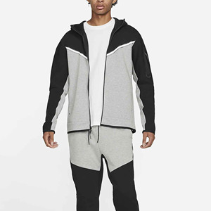 Sudadera con Capucha Gris y Negra para Hombre, Corte Regular, Cierre Frontal con Cremallera, Ropa Casual de Invierno, Tejido French Terry, Resistente al Viento y Transpirable - Product Image 1