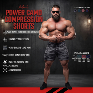 Shorts de compression pour hommes à taille élastique, imprimé camouflage, shorts de base, shorts de yoga grande taille pour hommes, shorts moulants en Spandex et Polyester - Product Image 6