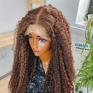 <b>Cheap</b> Ombre Dark Brown Burmese Curly Full Lace <b>Wig</b> Human Hair <b>Wigs</b> Raw Cuticle Aligned Lace Front <b>Wig</b> for Black Women - Product Image 5