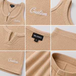 Conjunto de Top Corto y Minifalda Acanalado para Mujer al por Mayor, Conjunto de Dos Piezas Personalizado, Ropa Casual Bordada para Primavera/Verano - Product Image 5