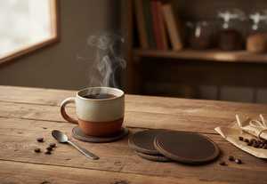 Sous-verres en cuir véritable pour la décoration de patio, résistants aux intempéries, en cuir de vachette, tapis à boissons de luxe, ensemble de vaisselle d'extérieur GLC-0145 - Product Image 2