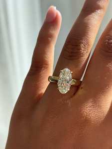 แหวนเพชรเม็ดเดี่ยว 3 กะรัต ผลิตในห้องปฏิบัติการ พร้อมใบรับรอง IGI ทอง 14K - Product Image 1