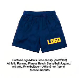 Shorts de sport en maille polyester amples pour hommes avec logo personnalisé, pour la course à pied, la remise en forme, la plage, le basketball, le jogging - Product Image 3