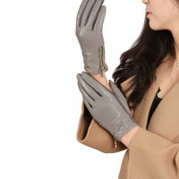 Gants d'hiver en cuir véritable pour femmes, luxueux, thermiques, pour l'extérieur, en peau d'agneau véritable, mode, fabrication OEM, fournisseur sur mesure