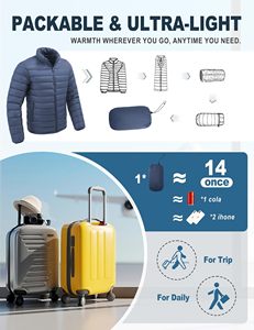 Men's <b>Lightweight</b> Puffer <b>Jacket</b> <b>Packable</b> Warm Winter <b>Jackets</b> - Product Image 4