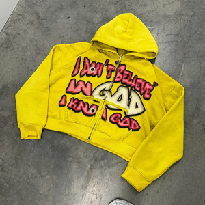Sweat à capuche épais pour homme 100 % coton molletonné avec patch brodé en chenille, coupe classique, style streetwear, séchage rapide - Product Image 4